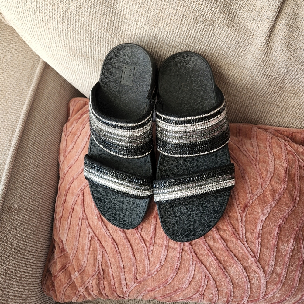 Fitflop Black and Silver Strappy Sandals